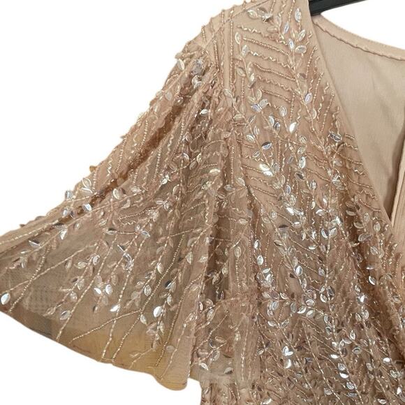 Mac Duggal NEW Size 10 Style 35109 Pink Embellished Flutter Sleeve Gown NWT - Picture 8 of 11